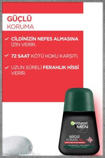 Garnier Güçlü Koruma Pudrasız Ter Önleyici Antiperspirant Roll-On Erkek Deodorant 50 ml