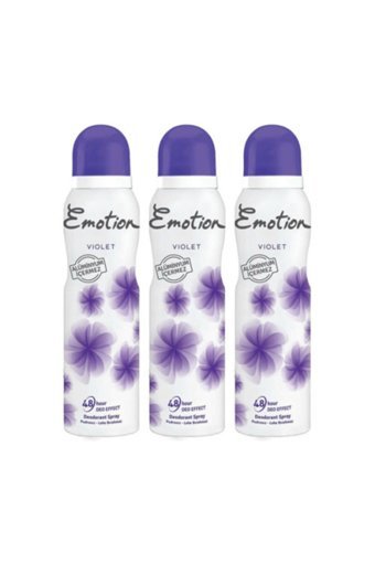 Emotion Violet Pudrasız Ter Önleyici Sprey Kadın Deodorant 3x150 ml