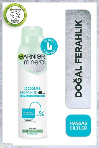 Garnier Mineral Doğal Ferahlık Pudrasız Ter Önleyici Antiperspirant Sprey Kadın Deodorant 150 ml
