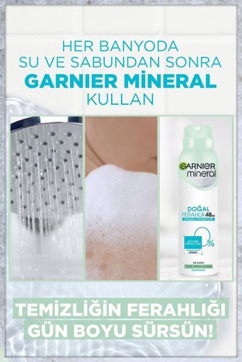 Garnier Mineral Doğal Ferahlık Pudrasız Ter Önleyici Antiperspirant Sprey Kadın Deodorant 150 ml