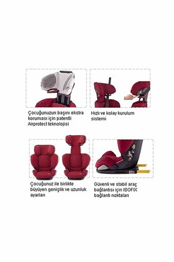 Maxi-Cosi Rodi Fix Isofixli-Emniyet Kemerli 15-36 kg Yatabilen Sürüş Yönü Oto Koltuğu Bordo