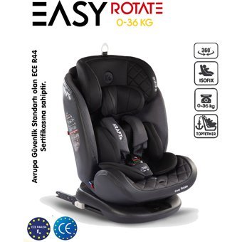 Kraft Easy Rotate Isofixli 360 Derece Dönen 0-36 kg Yatabilen Yükseklik Ayarlı Sürüş Yönü Oto Koltuğu Gri