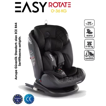 Kraft Easy Rotate Isofixli 360 Derece Dönen 0-36 kg Yatabilen Yükseklik Ayarlı Sürüş Yönü Oto Koltuğu Lacivert