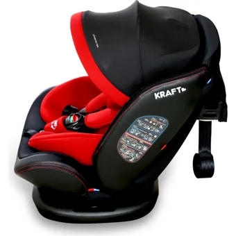 Kraft Spin Canopy Isofixli 360 Derece Dönen 0-36 kg Yatabilen Yükseklik Ayarlı Çift Yönlü Oto Koltuğu Kırmızı