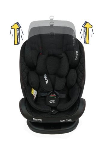 Kraft Safe Turn Isofixli 360 Derece Dönen 0-36 kg Yatabilen Yükseklik Ayarlı Çift Yönlü Oto Koltuğu Siyah