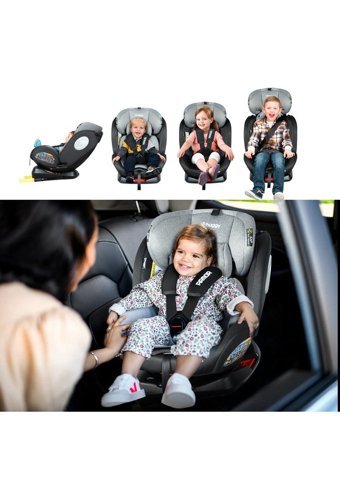 Huggy Armor Rotate Isofixli-Emniyet Kemerli 360 Derece Dönen 0-36 kg Yatabilen Yükseklik Ayarlı Çift Yönlü Oto Koltuğu Gri