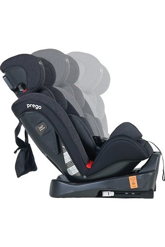 Baby Door Prego Trend Fix Isofixli-Emniyet Kemerli 360 Derece Dönen 0-36 kg Yatabilen Yükseklik Ayarlı Çift Yönlü Oto Koltuğu Gri Siyah