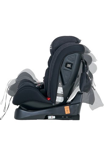 Baby Door Prego Trend Fix Isofixli-Emniyet Kemerli 360 Derece Dönen 0-36 kg Yatabilen Yükseklik Ayarlı Çift Yönlü Oto Koltuğu Gri Siyah