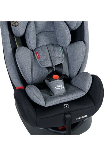 Baby Door Prego Trend Fix Isofixli-Emniyet Kemerli 360 Derece Dönen 0-36 kg Yatabilen Yükseklik Ayarlı Çift Yönlü Oto Koltuğu Gri Siyah