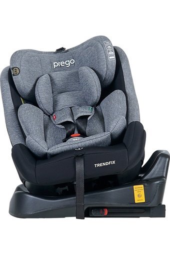 Baby Door Prego Trend Fix Isofixli-Emniyet Kemerli 360 Derece Dönen 0-36 kg Yatabilen Yükseklik Ayarlı Çift Yönlü Oto Koltuğu Gri Siyah