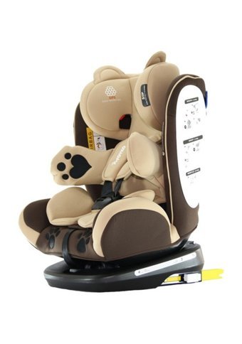 Yoyko Bear Isofixli-Emniyet Kemerli 360 Derece Dönen 0-36 kg Yatabilen Yükseklik Ayarlı Çift Yönlü Oto Koltuğu Kahverengi