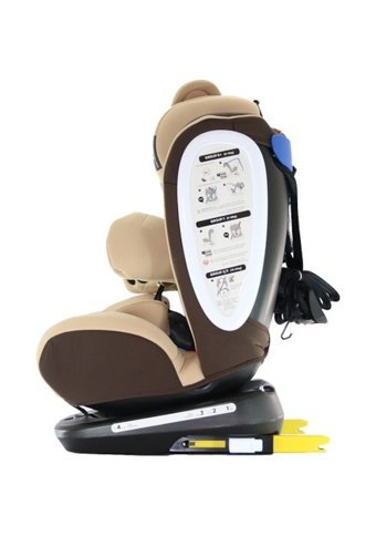 Yoyko Bear Isofixli-Emniyet Kemerli 360 Derece Dönen 0-36 kg Yatabilen Yükseklik Ayarlı Çift Yönlü Oto Koltuğu Kahverengi
