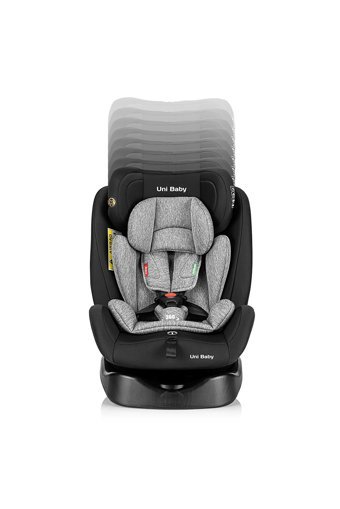 Uni Baby Golden Fix Isofixli-Emniyet Kemerli 360 Derece Dönen 0-36 kg Yatabilen Yükseklik Ayarlı Çift Yönlü Oto Koltuğu Gri