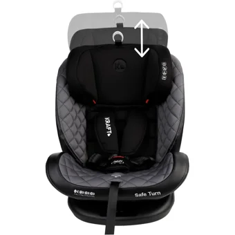 Kraft Safe Turn Isofixli 360 Derece Dönen 0-36 kg Yatabilen Yükseklik Ayarlı Çift Yönlü Oto Koltuğu Gri