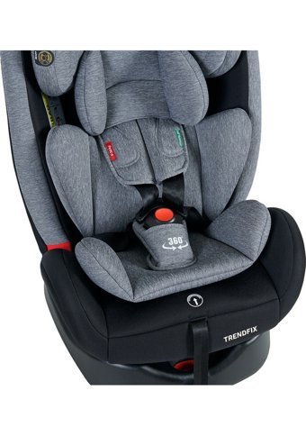 Baby Door Trend Fix Isofixli-Emniyet Kemerli 360 Derece Dönen 0-36 kg Yatabilen Yükseklik Ayarlı Çift Yönlü Oto Koltuğu Gri