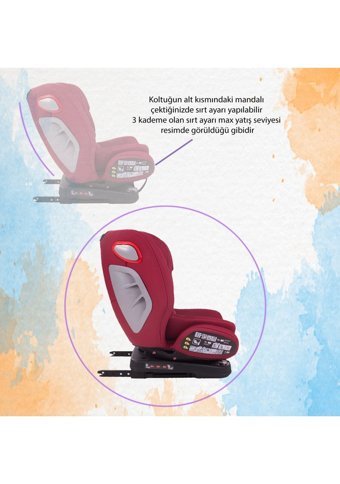 Chubby Baby DasWagen Isofixli 360 Derece Dönen 0-36 kg Yatabilen Sürüş Yönü-Sürüş Yönü Tersi Oto Koltuğu Kırmızı