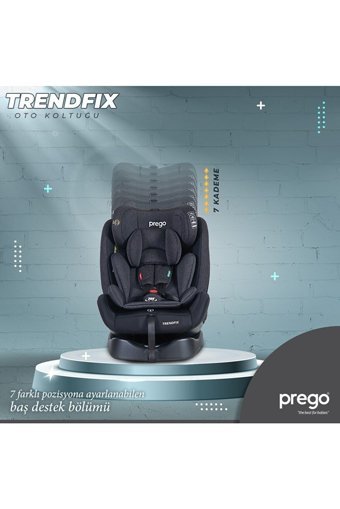 Baby Door Prego Trend Fix Isofixli-Emniyet Kemerli 360 Derece Dönen 0-36 kg Yatabilen Yükseklik Ayarlı Çift Yönlü Oto Koltuğu Siyah