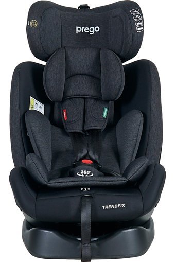 Baby Door Prego Trend Fix Isofixli-Emniyet Kemerli 360 Derece Dönen 0-36 kg Yatabilen Yükseklik Ayarlı Çift Yönlü Oto Koltuğu Siyah