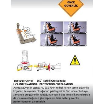 Baby Door Airfox Isofixli 360 Derece Dönen 0-36 kg Yatabilen Yükseklik Ayarlı Çift Yönlü Oto Koltuğu Siyah