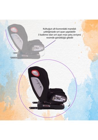 Chubby Baby DasWagen Isofixli 360 Derece Dönen 0-36 kg Yatabilen Sürüş Yönü-Sürüş Yönü Tersi Oto Koltuğu Siyah