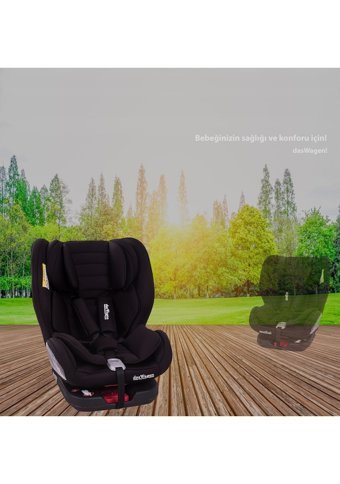 Chubby Baby DasWagen Isofixli 360 Derece Dönen 0-36 kg Yatabilen Sürüş Yönü-Sürüş Yönü Tersi Oto Koltuğu Siyah
