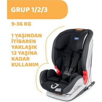 Chicco Youniverse Fix Isofixli-Emniyet Kemerli 9-36 kg Yatabilen Sürüş Yönü Oto Koltuğu Siyah