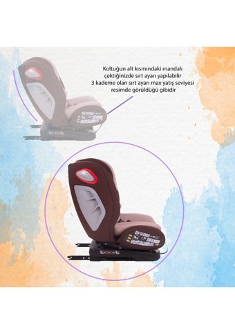 Chubby Baby DasWagen Isofixli 360 Derece Dönen 0-36 kg Yatabilen Sürüş Yönü-Sürüş Yönü Tersi Oto Koltuğu Bordo Pembe