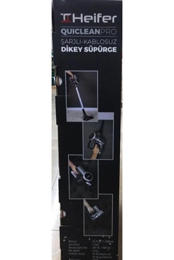 Heifer Quiclean Pro Kuru Hepa Filtreli Kablosuz Şarjlı Dikey Süpürge Gri