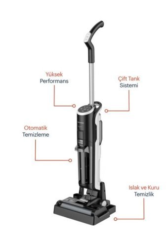 Grundig VCW 7230 Islak Kuru 250 W Kablosuz Şarjlı Dikey Süpürge Siyah