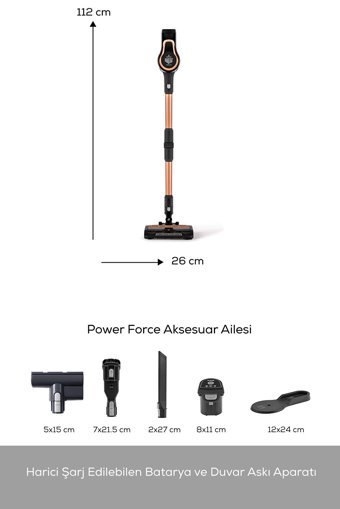 Karaca Vantuz Power Force Pro 2 Kuru Hepa Filtreli 350 W Kablosuz Şarjlı Dikey Süpürge Bronz