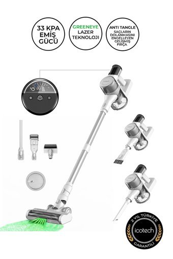 icotech F30 Max Kuru Hepa Filtreli 420 W Kablosuz Şarjlı Dikey Süpürge Beyaz