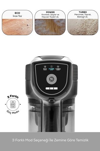 Karaca Vantuz Power Force Pro 2 Kuru Hepa Filtreli 350 W Kablosuz Şarjlı Dikey Süpürge Siyah
