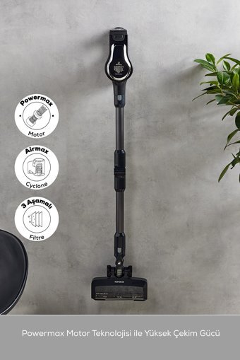 Karaca Vantuz Power Force Pro 2 Kuru Hepa Filtreli 350 W Kablosuz Şarjlı Dikey Süpürge Siyah