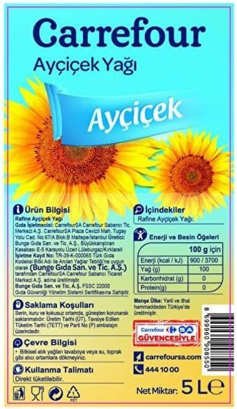 Carrefour Pet Ayçiçek Yağı 5 lt