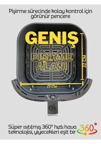 Tigre Cook AFT05001C Airfryer 5 lt Tek Hazneli Izgara Yapan Led Ekranlı Yağsız Sıcak Hava Fritözü Siyah