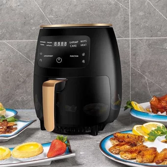 Eco Life Airfryer 6 lt Tek Hazneli Izgara Yapan Led Ekranlı Yağsız Sıcak Hava Fritözü Siyah