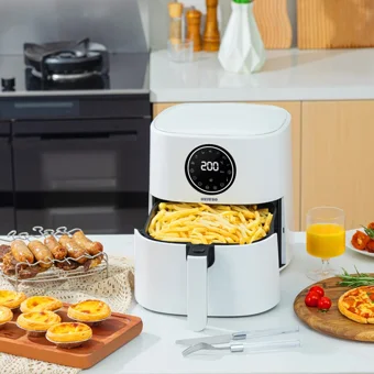 Uniwho Oa6 Airfryer Tek Hazneli Led Ekranlı Yağsız Sıcak Hava Fritözü Siyah