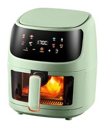 Nqyzzfd Airfryer 6 lt Tek Hazneli Led Ekranlı Yağsız Sıcak Hava Fritözü Yeşil