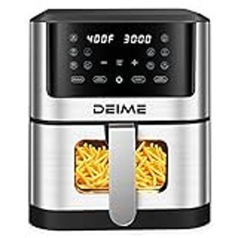 Deime Airfryer 6.2 lt Tek Hazneli Izgara Yapan Led Ekranlı Yağsız Sıcak Hava Fritözü Gümüş