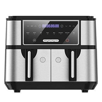 Iceagle Airfryer 9 lt İki Hazneli Izgara Yapan Led Ekranlı Yağsız Sıcak Hava Fritözü Gri