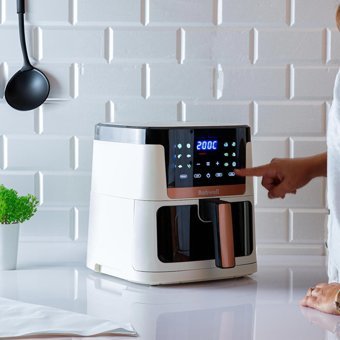 Robwell SR81 Airfryer 7 lt Tek Hazneli Izgara Yapan Led Ekranlı Yağsız Sıcak Hava Fritözü Beyaz