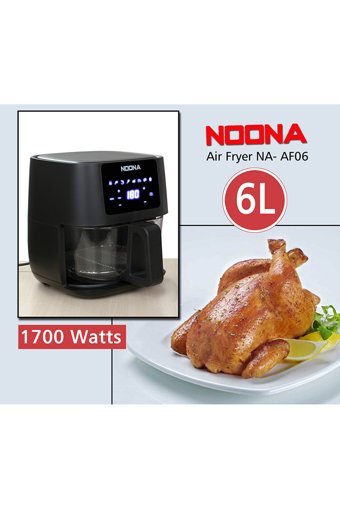 Noona Noona01 Airfryer 6 lt Tek Hazneli Izgara Yapan Led Ekranlı Yağsız Sıcak Hava Fritözü Siyah