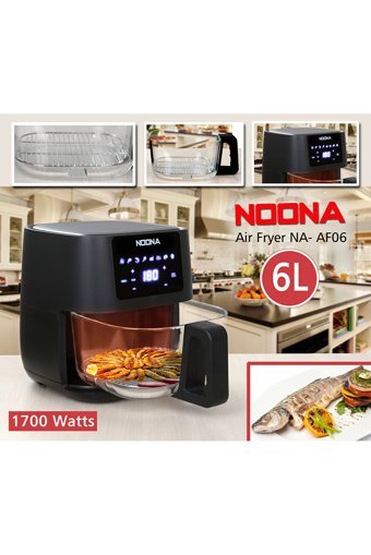 Noona Noona01 Airfryer 6 lt Tek Hazneli Izgara Yapan Led Ekranlı Yağsız Sıcak Hava Fritözü Siyah