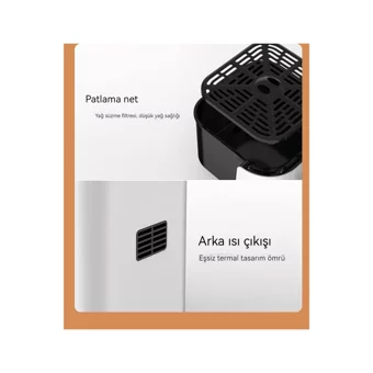China Dolls Airfryer 5 lt Tek Hazneli Izgara Yapan Led Ekranlı Yağsız Sıcak Hava Fritözü Beyaz