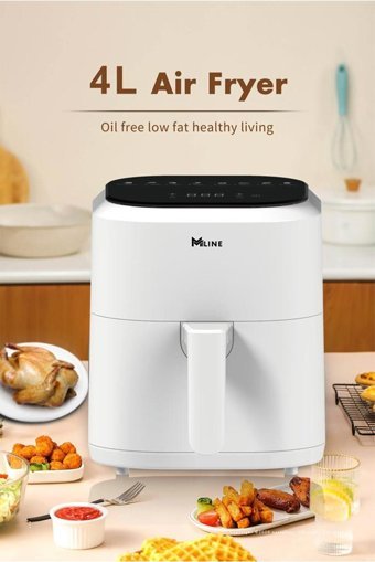 Miline AF4Le01 Airfryer 4 lt Tek Hazneli Izgara Yapan Led Ekranlı Yağsız Sıcak Hava Fritözü Beyaz