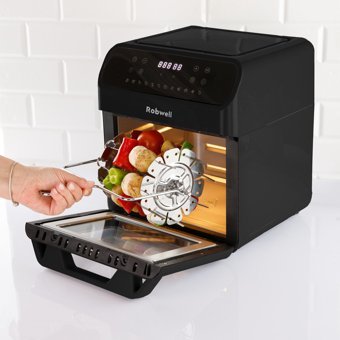 Robwell AS29 Airfryer 12 lt Tek Hazneli Izgara Yapan Led Ekranlı Yağsız Sıcak Hava Fritözü Siyah