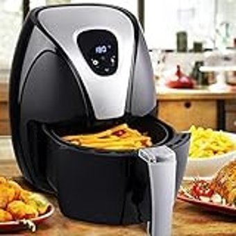 Bakajı ‎8711252185682 Airfryer 2.4 lt Tek Hazneli Izgara Yapan Led Ekranlı Yağsız Sıcak Hava Fritözü Siyah