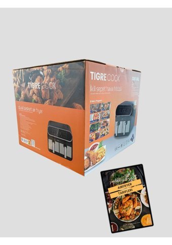 Tigre AFT08003F Airfryer 8 lt İki Hazneli Izgara Yapan Led Ekranlı Yağsız Sıcak Hava Fritözü Siyah