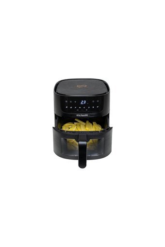 Kitchenmi Airfryer 6 lt Tek Hazneli Izgara Yapan Led Ekranlı Yağsız Sıcak Hava Fritözü Siyah