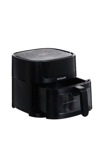 Kitchenmi Airfryer 6 lt Tek Hazneli Izgara Yapan Led Ekranlı Yağsız Sıcak Hava Fritözü Siyah